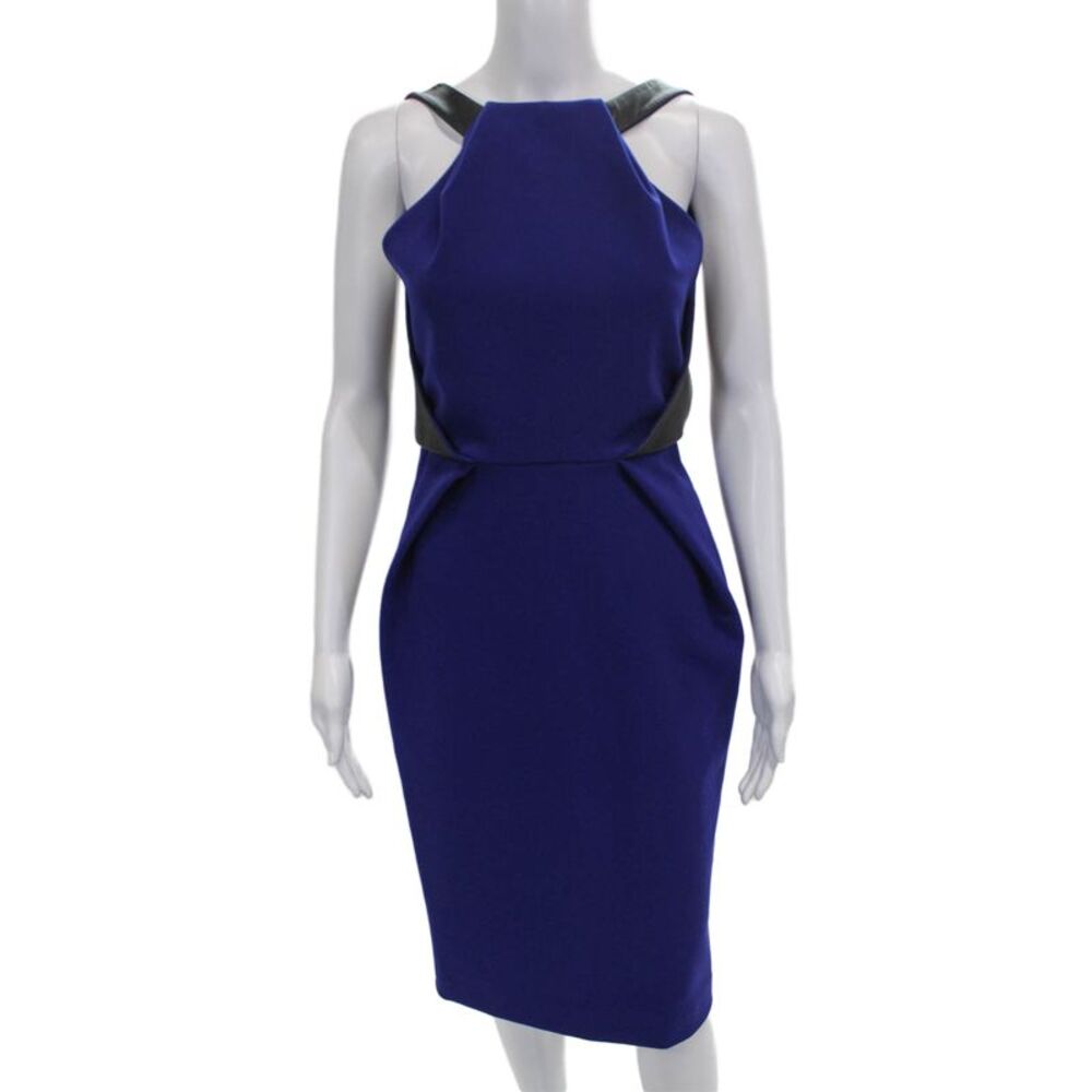 Dion Lee Womens Blue Sleeveless High Neck Pencil Dress Midi Size 4